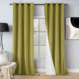 4 x Brand New MIULEE Curtains 100 Velvet Blackout Curtain for Bedroom Thermal Insulated Curtain Opaque Anti Cold with Eyelets Cold Protection Curtain Set of 2, 140 x 145 cm Yellow Green - RRP €161.32