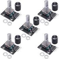 1 x RAW Customer Returns Taiss 5 pieces for Arduino KY-040 rotary encoder module with 15 16.5 mm, black, key cap KY-040 - RRP €26.4