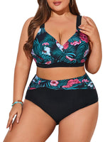 1 x RAW Customer Returns Hanna Nikole Women s Bikini Two Piece Swimsuit Push Up Swimwear for Curvy Women Black Flower 48 - RRP €36.76