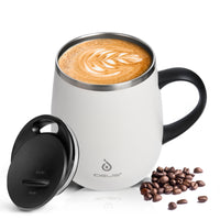 1 x RAW Customer Returns Ideus Coffee Mug 470 ml 16 oz , Double Wall Vacuum Insulated Stainless Steel Coffee and Tea Cup with Non-Slip Handle and Sliding Module Lid and Large Volume White  - RRP €24.99