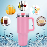 1 x RAW Customer Returns Livole 40oz 1200ml drinking cup with lid and straw, stainless steel thermal mug with handle, double-walled coffee mug to go, vacuum insulated tumbler mug for camping, sports, car, office, pink - RRP €25.2