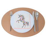 1 x RAW Customer Returns Nikalaz Oval Placemats Made of Recycled Leather, Pack of 4 Placemats, Table Mats, Placemats 45.7 x 33 cm Camel  - RRP €59.5