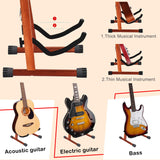 1 x RAW Customer Returns Guitar Stand, Wooden Electric Guitar Stand with Non-Slip Rubber and Soft Foam Arms, Portable Foldable A-Frame Acoustic Guitar Stand, Easy to Assemble, Floor Stand for On the Go - RRP €33.54