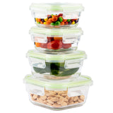 1 x RAW Customer Returns Home Fleek Food Storage Containers With Lids - Airtight Containers For Food, Glass Bowl With Lid Set Safe For Microwave And Freezer Meal Prep Boxes Glass 4 Square Containers, Green  - RRP €19.78