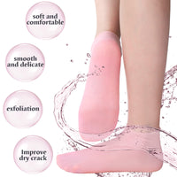 1 x RAW Customer Returns 3 Pairs Silicone Socks Silicone Gel Socks Moisturizing Socks Silicone Moisturizing Socks for Foot Care Dry Feet Cracked Heel Softening Rough Skin, White, Skin Color, Pink L  - RRP €18.16