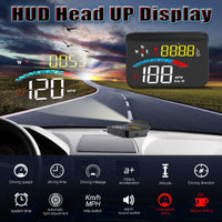 1 x RAW Customer Returns Head up display car, 3.5 inch HUD GPS iKiKin car HUD display for all cars and trucks, windshield LED projector, HUD reflective film, GPS speedometer, plug play - RRP €36.99