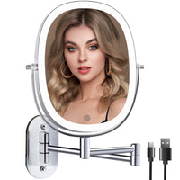 1 x RAW Customer Returns FUNTOUCH rechargeable cosmetic mirror with 1X 7X magnification LED lighting, dimmable shaving mirror 3 colors, touchscreen make-up mirror, 360 rotatable, wall mirror for bathroom and hotel - RRP €48.99