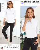 1 x RAW Customer Returns Soneven Blouse Women Elegant Shirt 3 4 Sleeve Golf Polo Shirt Women Long Sleeve Lady Office Shirt Blouse Summer Ruffles Stand Collar Tops White XL - RRP €30.24