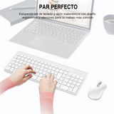 1 x RAW Customer Returns cimetech Wireless Keyboard and Mouse Combo, 2.4G Spanish 2 in 1 USB Ultra Thin Silent Mouse, for PC Laptops Computer Desktop White and Silver  - RRP €26.95