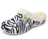 3 x Brand New CELANDA Clogs Lined Women Men Warm Slippers Waterproof Garden Clogs with Fur Women Closed Lined Clogs Winter Plush Mules Zebra Print 43 44 EU - RRP €79.62