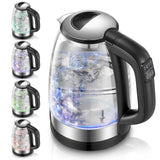 1 x RAW Customer Returns Kettle with temperature setting FOHERE kettle glass 5 temperature options 50 C-100 C Color changing LED Keep warm function 2200W stainless steel base 1.7L BPA-free - RRP €35.44