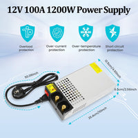 1 x RAW Customer Returns NUIFUWEI DC 12V 100A 1200W Power Supply Transformer 230V AC to DC 12Volt 100A Switch 1200W Power Supply for LED Pump CCTV Security Camera Car Stereo 3D Printer and other 12V Devices - RRP €99.99