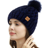 4 x Brand New REDESS Women Winter Pompom Beanie Hat Fleece Lined Warm Hats, Thick Casual Snow Knit Hat for Ladies - RRP €79.96