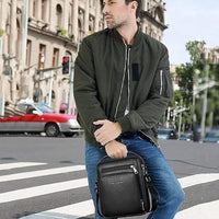 1 x RAW Customer Returns Hjkiopc Men s Shoulder Bag, Crossbody Bag, Messenger Bag for Men, Leather Chest Pocket, Black, 21cm 7cm 26cm, Retro - RRP €36.0