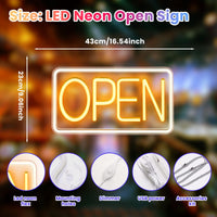 1 x RAW Customer Returns OPEN Neon Sign, 43x23cm OPEN Neon Sign Neon Light Bar Neon Sign LED Neon Light Powered By USB with Dimmable Switch, for Bar Club Shop Restaurant Cafe - RRP €39.22