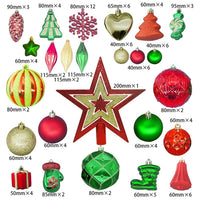 2 x Brand New Christmas balls 100 pieces Christmas tree balls Christmas decoration, Christmas tree decorations, baubles, tree top star, reusable tree decorations, Merry Christmas red and green  - RRP €60.1