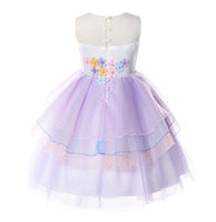 1 x RAW Customer Returns JerrisApparel Girls Unicorn Ruffles Flowers Princess Party Dress 2-3 Years, Purple  - RRP €28.99