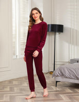 1 x RAW Customer Returns Wayleb Women s Pajamas Long Velor Jogging Suit Autumn Winter Warm Two-Piece Pajama Set Leisure Suit Flannel Tracksuit Partner Pajamas Set of 2 - RRP €33.96