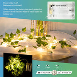 1 x RAW Customer Returns 1 piece LED artificial ivy fairy lights, 2 m fake ivy garland with 20 LED light batteries with timing function, fairy lights with flower garland, hanging plants for indoor use, wedding, party decoration - RRP €8.56