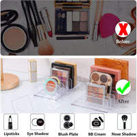 1 x Brand New 2 pieces eye shadow organizer, make up organizer drawer, makeup organizer boxes, makeup organizer, transparent acrylic make up palette holder, for vanity dressing table or closet 2 sizes  - RRP €20.4