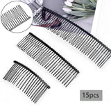 1 x Brand New Zhongcp1 Hair Comb Clip Comb 15 Pieces Clip Metal Hair Accessories Clip Comb Hair Side Comb Hair Combs Wedding Hair Clip Combs 3 Sizes For Craft DIY Hair Bows Jewelry Making - RRP €12.9