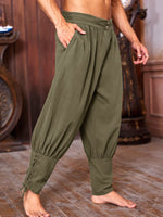 1 x Brand New YBENLOVER Men s Medieval Trousers Vintage Casual Pants with Pockets Renaissance Pirate Pants Cosplay Costume Shorts XL, Army Green  - RRP €30.23