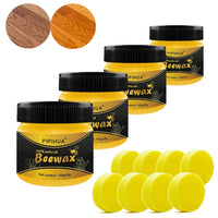 1 x RAW Customer Returns Beeswax for Furniture Care, Natural Beeswax for Wood Care, for the Care and Protection of Wooden Furniture, Wood and Furniture Polish 4x 100g with 8 Sponges  - RRP €19.99