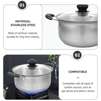 1 x RAW Customer Returns Housoutil Kitchen Stockpot Stainless Steel Soup Cooking Pot with Handle and Lid Milk Warmer Pot Noodle Pot Sauce Pan for Home Restaurant 16 cm - RRP €16.63