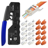 1 x RAW Customer Returns VCELINK GJ671BL Crimping pliers RJ45 pressing pliers for RJ45 connectors with Cat 7 Cat6A Lan connector Pass Through RJ45 network connector - RRP €41.64