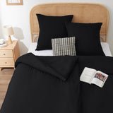 1 x RAW Customer Returns WAVVE bed linen 135x200 4-piece black - duvet covers 135 x 200 set of 2 with pillowcases 80x80 cm, bed linen sets 135x200cm made of microfiber with zipper soft - RRP €27.99