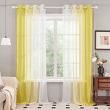 1 x RAW Customer Returns Deconovo Voile curtains, transparent curtains, balcony with eyelets, 225 x 140 cm height x width , yellow, set of 2 - RRP €26.95