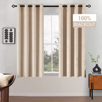 4 x Brand New MIULEE Short Curtains 100 Opaque Velvet Short Curtains for Bedroom Opaque Thermal Curtains with Eyelets Cold Protection Blackout Curtain Set of 2, HxW 175x140 cm Beige - RRP €143.12