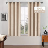 1 x Brand New MIULEE Fully Blackout Velvet Bedroom Curtains for Living Room, Dining Room, 8 Hole Loop Design, 2 Pieces per Pack 140X175 CM Beige - RRP €46.58