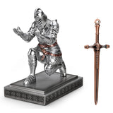 1 x RAW Customer Returns HDMbigmi King s Guard Knight Pen Holder, Pen Stand, Desk Organizer and Accessories, Resin Pen Holder as a Gift with a Fancy Sword for Office and Home Silver  - RRP €45.88