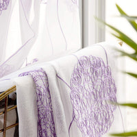 1 x RAW Customer Returns MIULEE Modern Living Room Curtains with Embroidery with Hydrangeas, Translucent Bedroom Curtains 2 Pieces with Eyelets, Decorative Curtains for Bedroom Windows 2X W 140 x L 245 cm, Purple Flowers  - RRP €32.71