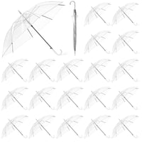 1 x RAW Customer Returns Hestya 95 cm Clear Umbrellas Transparent Wedding Umbrellas Clear Bell Umbrellas Stormproof Umbrellas Semi-Automatic Stick Umbrellas for Women Men Bride Bridesmaid Groom 20 Pack  - RRP €90.11