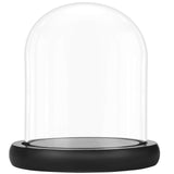 1 x RAW Customer Returns Belle Vous Decorative Glass Dome with Plate Wooden Base Black - 17 cm - Clear Decorative Glass Display Case with Tray for Fairy Lights Cake Dome Glass, Table Decorations and Antiques - RRP €22.7