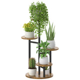 1 x RAW Customer Returns LyTaispuly 5 Tier Indoor Plant Stand, Tiered Metal Wood Corner Plant Shelf Flower Stairs for Indoor Plants Multiple, High Flower Stand for Outdoor Living Room Porch Balcony Garden Patio - RRP €44.36