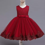 1 x RAW Customer Returns TTYAOVO Baby Girls Lace Dress Bowknot Flower Wedding Dresses Size 90 12-24 Months 648 Red - RRP €28.99