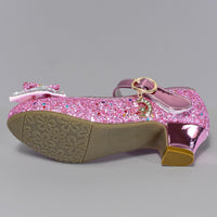 1 x RAW Customer Returns TRIWORIAE-Princess Shoes Girls Glitter Shoes Children s Heeled Shoes Girls Sequins Princess Cosplay Shoes Parties Weddings Velcro Sandals Elegant Girls Shoes with Heel Pink 27 - RRP €25.99