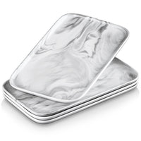 1 x RAW Customer Returns MALACASA Serving Platter Porcelain, Serving Tray 4-Piece Set, Rectangular Serving Platter Large for Buffets, Sushi, Cakes, Appetizers at Home Restaurant, 30 x 18 cm White White, 4-Piece  - RRP €37.3