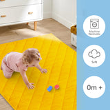 2 x Brand New Baby crawling blanket 140x150 cm play blanket crawling blanket baby quilted mat, play mat baby foldable cotton play blanket soft crawling mat for crawling and playing-yellow - RRP €75.98