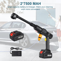 1 x RAW Customer Returns Cordless high pressure cleaner, 2x7500mAh mobile high pressure cleaner with 6 in 1 multi-spray nozzle, 45Bar 21V high pressure cleaner with foam jug 5M hose for car washing garden pet carpet cleaning - RRP €79.74