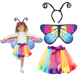 1 x RAW Customer Returns VIKILON 3-piece butterfly costume girls butterfly wings children s butterfly cape butterfly children s costume with tutu skirt headband for girls carnival cosplay party - RRP €15.12