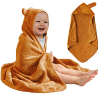 16 x Brand New STOFIA Baby Towel with Hood Organic Cotton and Bamboo Fiber Soft and Absorbent Hooded Towel Baby Girls and Boys 80x80cm 500gsm Ochre Yellow  - RRP €319.36