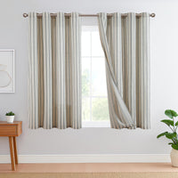 1 x RAW Customer Returns TOPICK Linen Striped Curtains Gray Stripe Curtains with Eyelets Ticking Stripe Pattern Linen Look Curtains Light Filtering for Living Room Pinstripe Curtain Opaque 2 Pieces 130x145cm - RRP €44.36