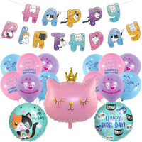 1 x Brand New YGCHEN Cat Balloons Foil Balloon Cat Birthday Round Aluminum Balloon Happy Birthday Banner Animals Latex Balloon Children s Birthday Decoration 22 Pieces  - RRP €19.2