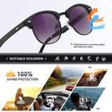 1 x RAW Customer Returns Occhsouo Unisex Polarized Half Frame Sunglasses Men Women Classic Retro UV400 Protection Rectangular Sunglasses Metal Frame Outdoor Leisure Driving Travel Protection, 3-Purple Black Frame - RRP €58.8