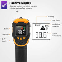 1 x RAW Customer Returns Infrared Thermometer Digital Laser Temperature Gun -58 F 1112 F -50 C 600 C Non-Human Body Thermometer - for Cooking Barbecue Freezer Industry - RRP €19.89