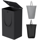 1 x RAW Customer Returns Wowlive Laundry Basket with Lid, 100L Large Foldable Laundry Basket with 2 Removable Inner Bags and Handles, High Folding Dirty Clothes Laundry Basket for Laundry Room Black  - RRP €28.08